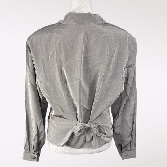 Vintage Long Sleeve Shirt Attached Vest Gray Size Medium - Picture 4 of 9